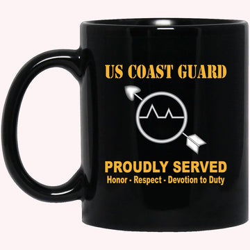 Veterans Mug, US Coast Guard Operations Specialist OS Logo Proudly Served Black Mug