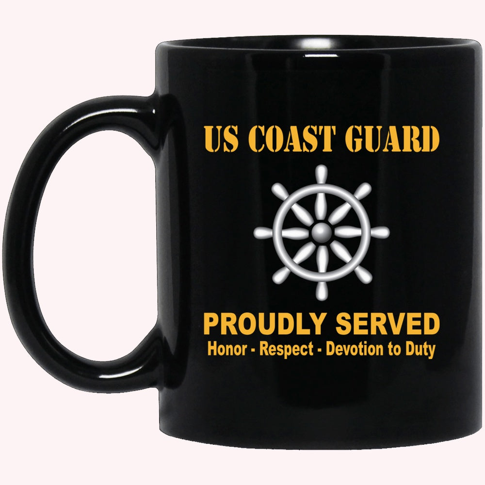 Veterans Mug, US Coast Guard Quartermaster QM Logo Proudly Served Black Mug