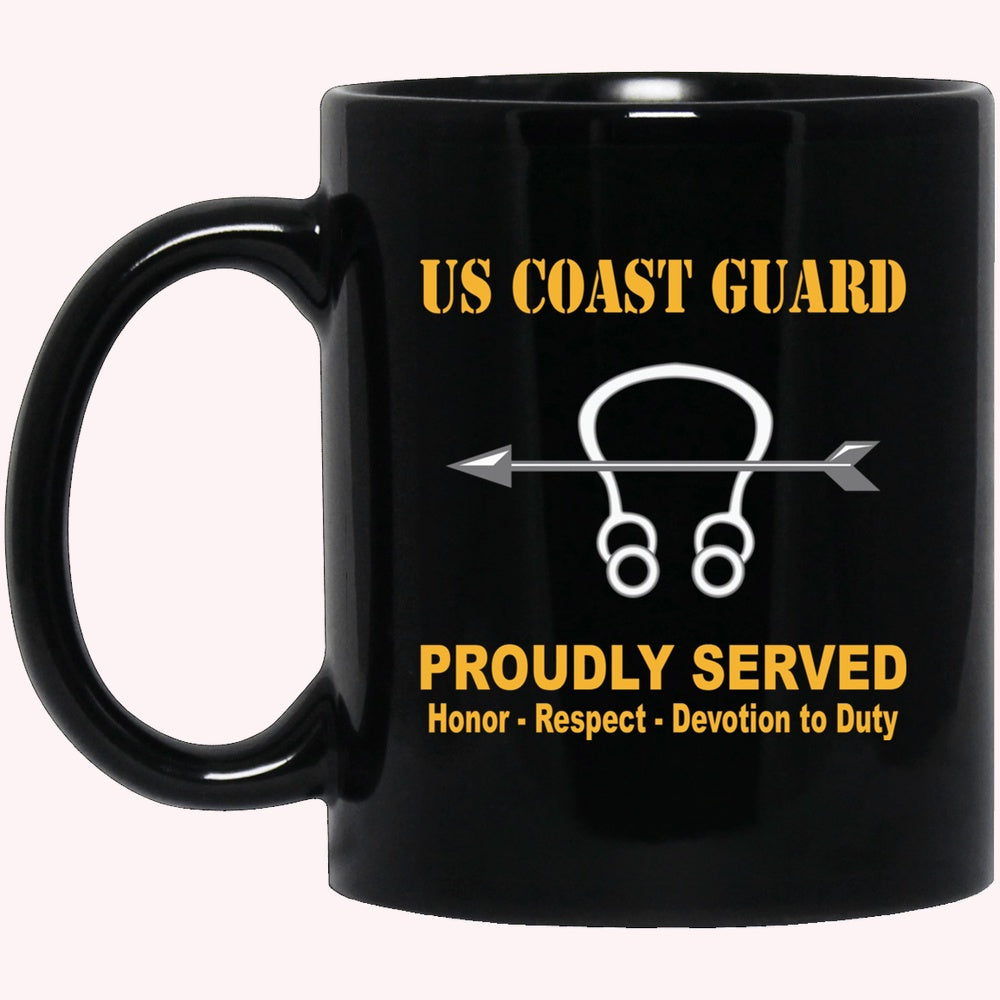 Veterans Mug, US Coast Guard Sonar Technician ST Logo Proudly Served Black Mug
