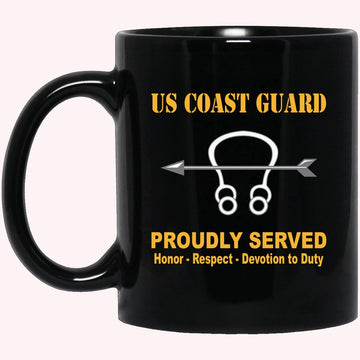 Veterans Mug, US Coast Guard Sonar Technician ST Logo Proudly Served Black Mug