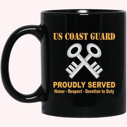 Veterans Mug, US Coast Guard Storekeeper SK Logo Proudly Served Black Mug