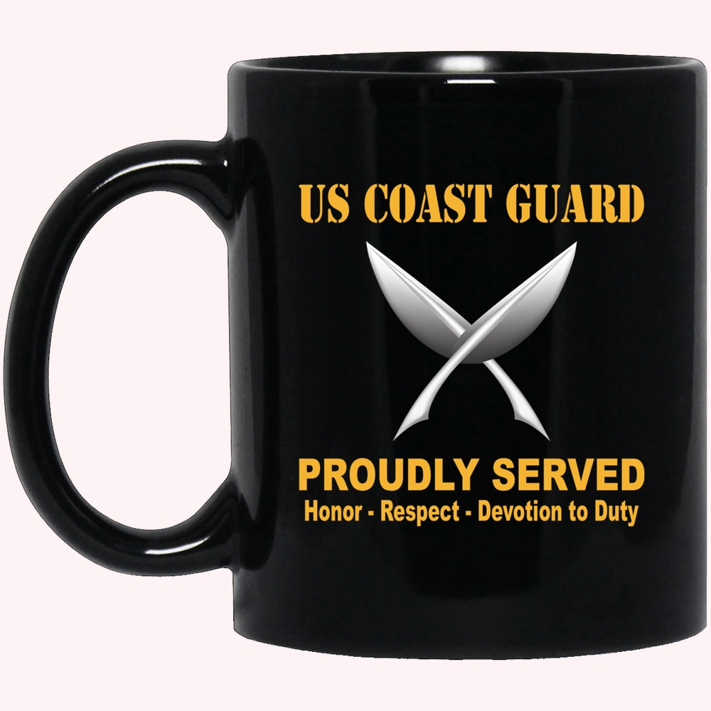 Veterans Mug, US Coast Guard Yeoman YN Logo Proudly Served Black Mug