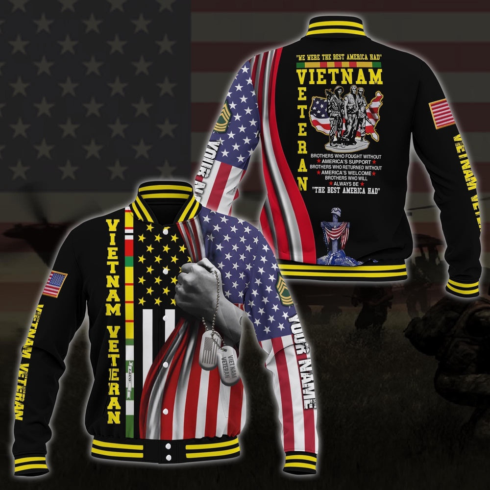 Vietnam Veteran VET Custom Baseball Jacket,Earned It With My Blood Sweat Tears, Vietnam Vet Gifts
