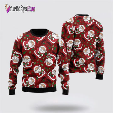 Vintage Santa Claus Ditsy Holly Pattern Ugly Christmas Sweater For Men And Women, Christmas Gift, Christmas Winter Fashion