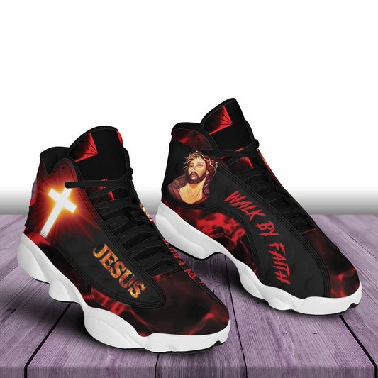 Walk By Faith Jesus Art Basketball Shoes, Jesus Christ Shoes