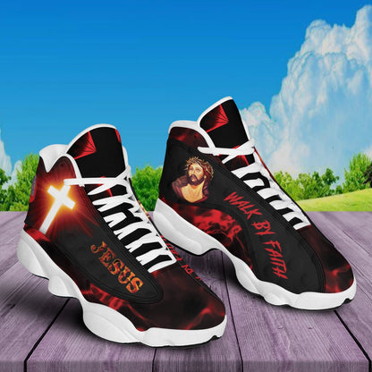 Walk By Faith Jesus Art Basketball Shoes, Jesus Christ Shoes