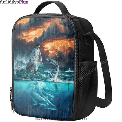 Walking On The Sea Beautiful Dolphin Lunch Bag, Inspirational Lunch Bag, Christian Lunch Bag