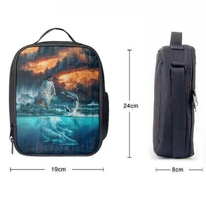 Walking On The Sea Beautiful Dolphin Lunch Bag, Inspirational Lunch Bag, Christian Lunch Bag