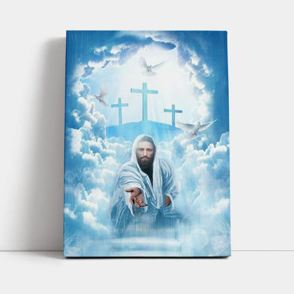 Walking With Jesus, Blue Sky, Beautiful Heaven Canvas Poster