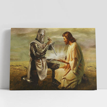 Warrior And Jesus Bible Large Canvas, Christian Gifts Canvas Prints, Religious Canvas Art