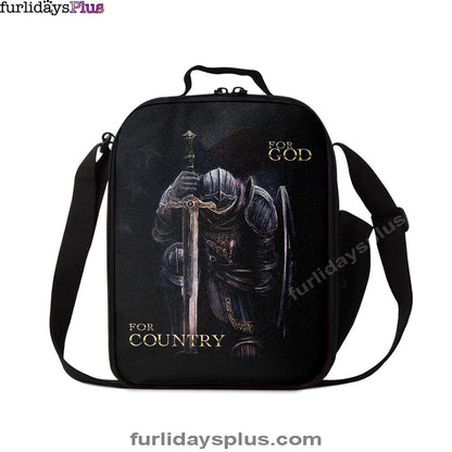 Warrior For God For Country Lunchbag Lunch Bag, Christian Warrior Lunchbag