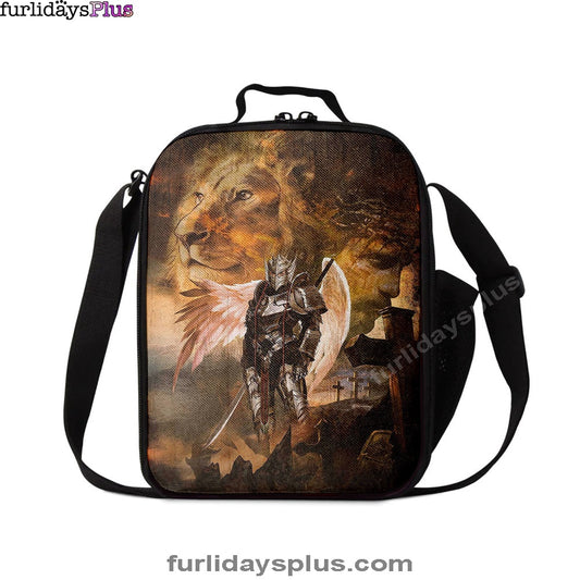 Warrior Jesus Lion Of Judah Cross Lunch Bag, Christian Art, Bible Verse Lunch Bag