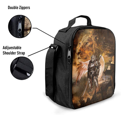 Warrior Jesus Lion Of Judah Cross Lunch Bag, Christian Art, Bible Verse Lunch Bag