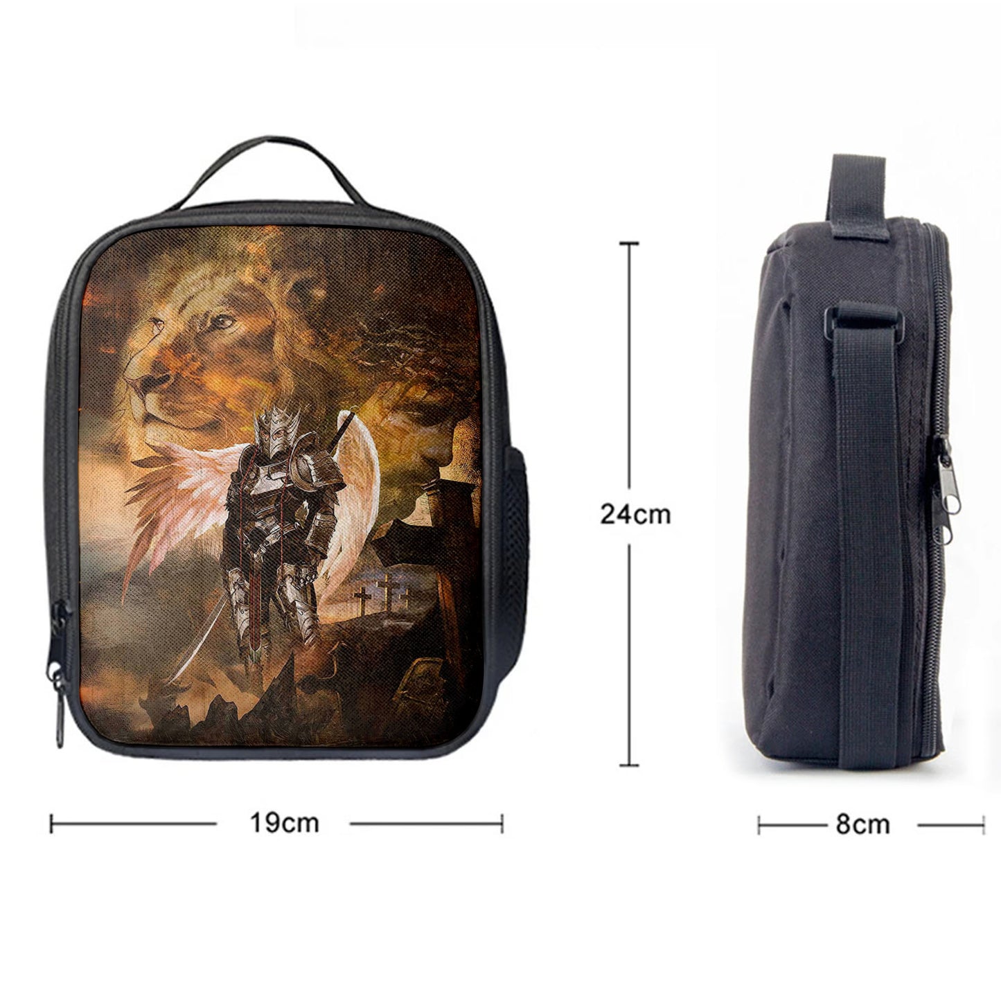 Warrior Jesus Lion Of Judah Cross Lunch Bag, Christian Art, Bible Verse Lunch Bag
