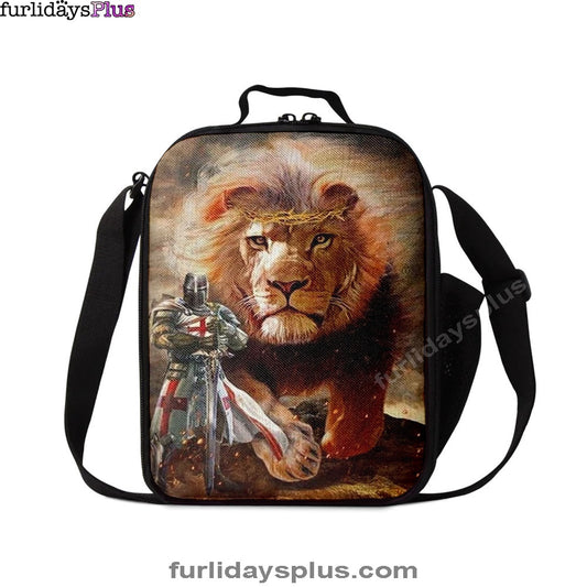 Warrior Of Christ And Lion Lunchbag Lunch Bag, Christian Lunchbag, Religious Art