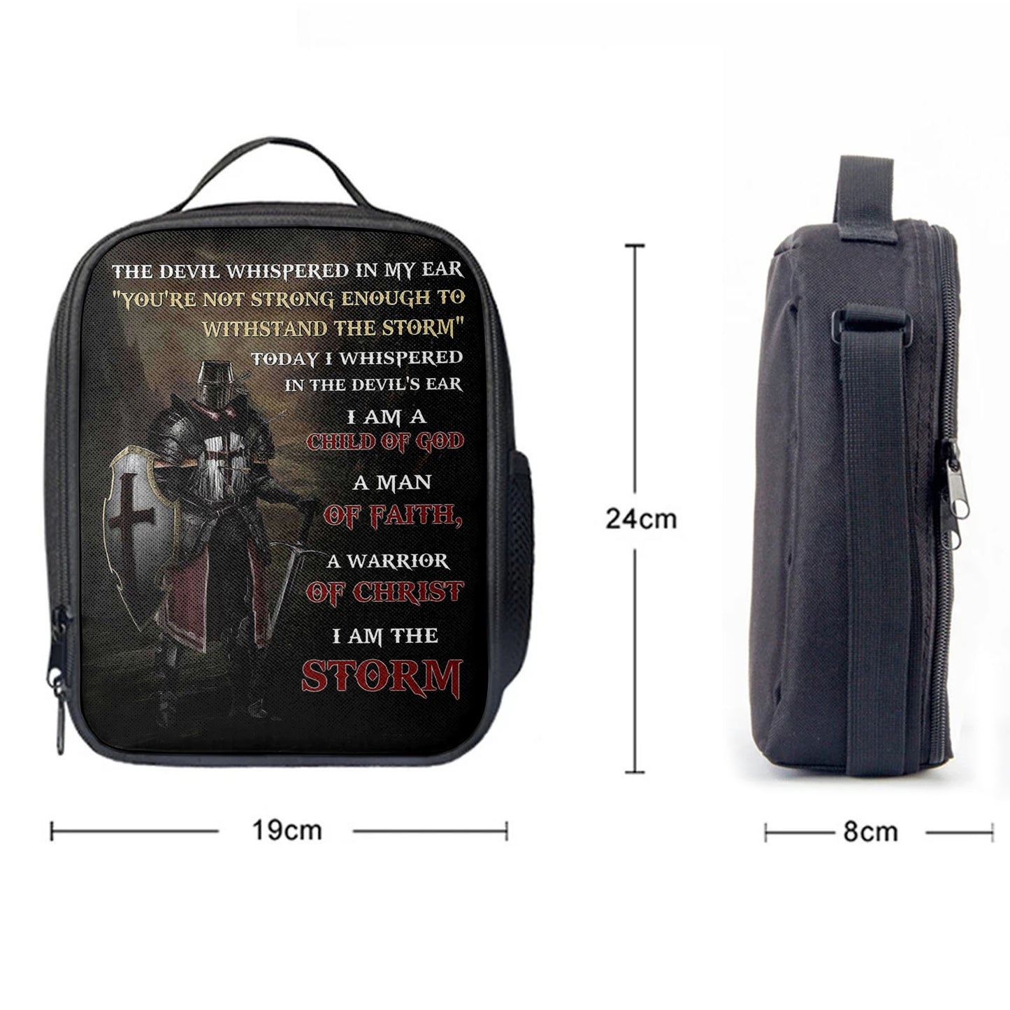 Warrior Of God I Am The Storm Lunch Bag, Christian Art, Bible Verse Lunch Bag