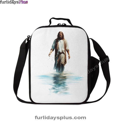 Water Color Jesus Walking On The Water Lunchbag, Jesus Lunch Bag, Christian Lunch Bag