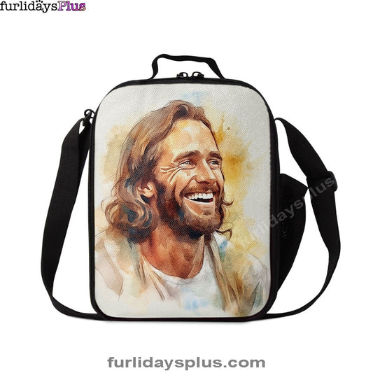 Watercolor Jesus Laughing Lunchbag, Jesus Lunch Bag, Christian Lunch Bag