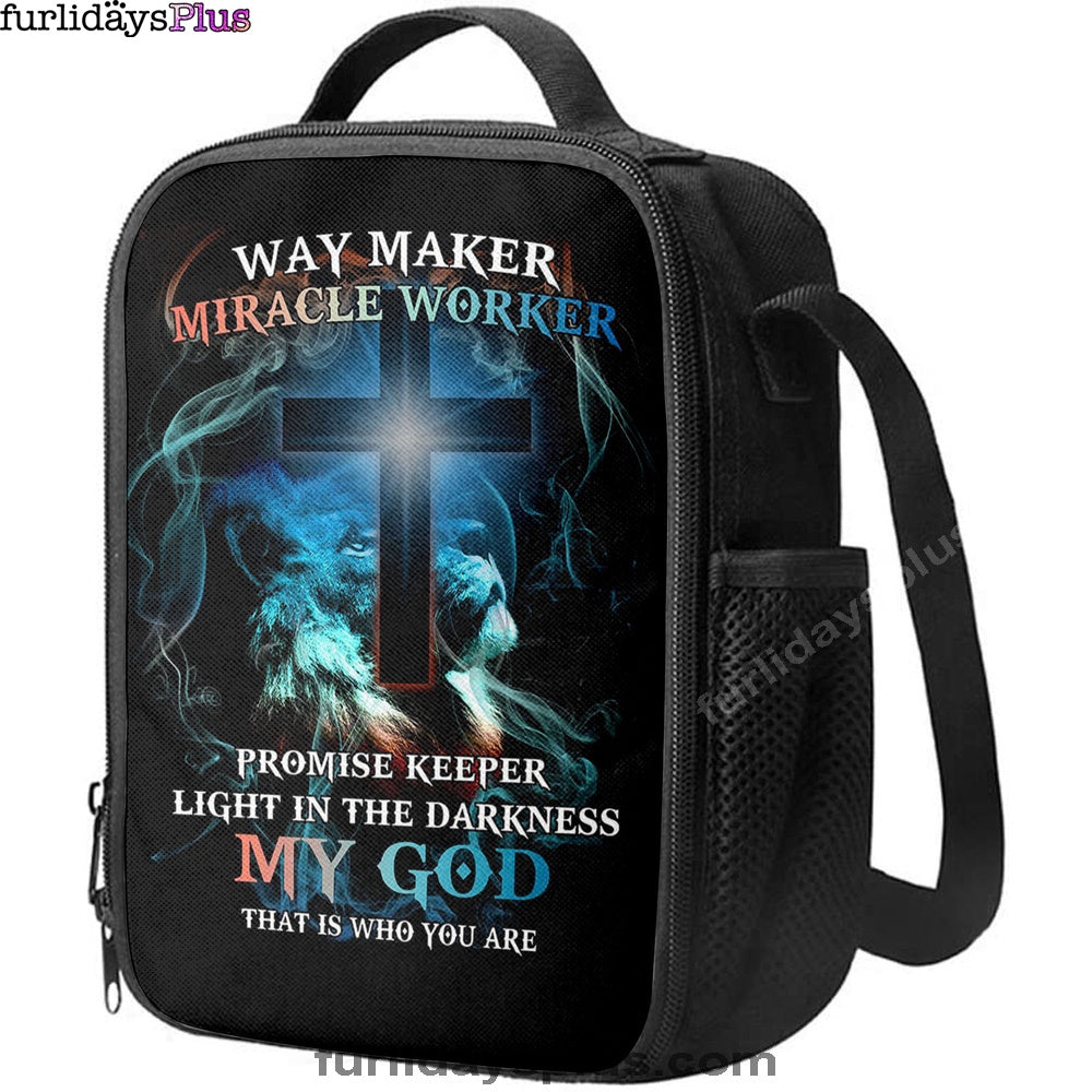 Way Maker Miracle Worker Lion & Cross Lunchbag Lunch Bag, Christian Wall Lunchbag, Religious Lunchbag