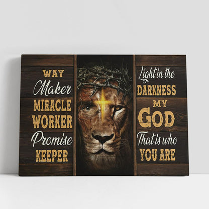 Way Maker Miracle Worker Promise Keeper Canvas, Lion Of Judah Cross Canvas Art, Christian Gifts Wall Art Decor, Bible Verse Canvas