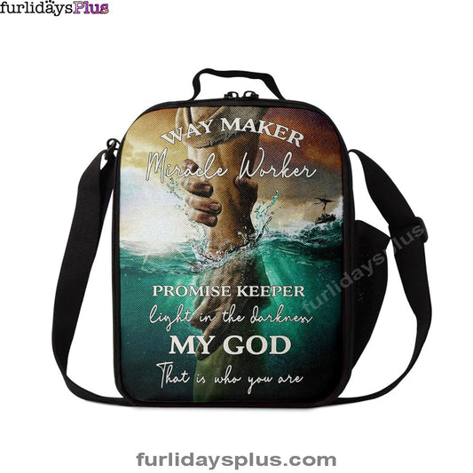 Way Maker Miracle Worker Promise Keeper Hand Of God Lunchbag Lunch Bag, Inspirational Lunch Bag, Christian Lunchbag