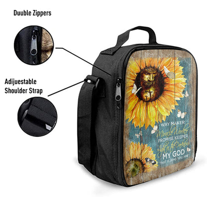 Way Maker Promise Keeper My Savior Sunflower Butterfly Lunch Bag, Inspirational Lunch Bag, Christian Lunch Bag