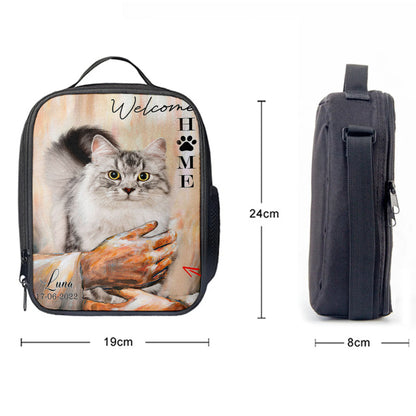 Welcome Home Jesus With Cat Lunchbag Lunch Bag, Cat In The Arms of Jesus Lunchbag, Cat Loss Gift, Customized Cat Photos