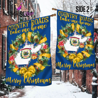 West Virginia Merry Christmas Country Roads Take Me Home Flag