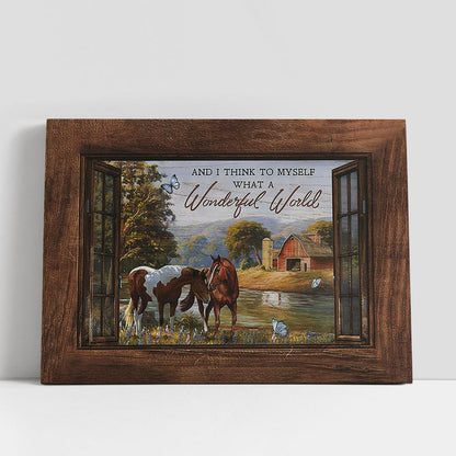 What A Wonderful World Dream Horse River Canvas Wall Art, Bible Verse Canvas, Religious Prints