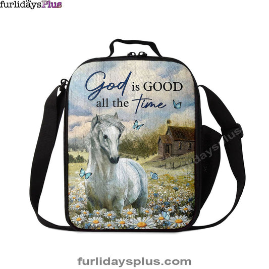 White Horse God Is Good All The Time Lunch Bag, Christian Art, Bible Verse Lunch Bag