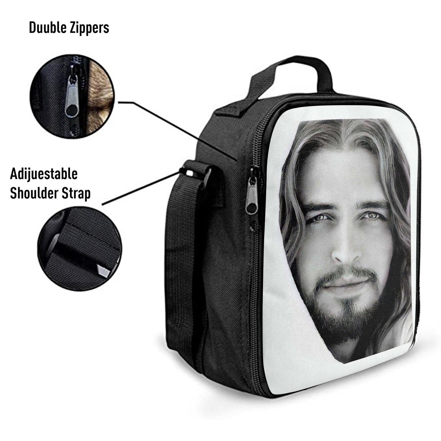 White Jesus Christ Portrait, Jesus Picture, Face Of Jesus Lunchbag Lunch Bag, Christian Wall Lunchbag, Religious Lunchbag