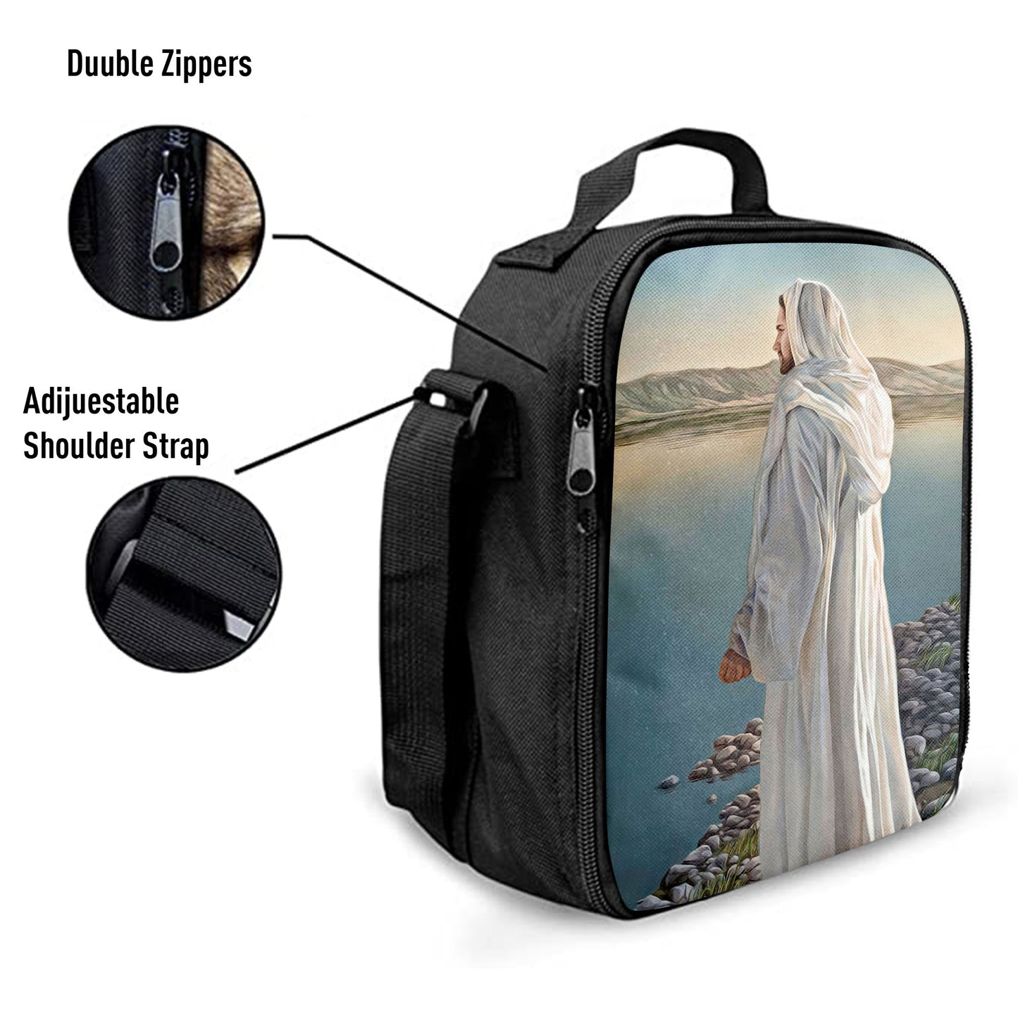 White Jesus Picture 3, Jesus Lunchbag Lunch Bag, Christian Lunch Bag, Jesus Lunchbag
