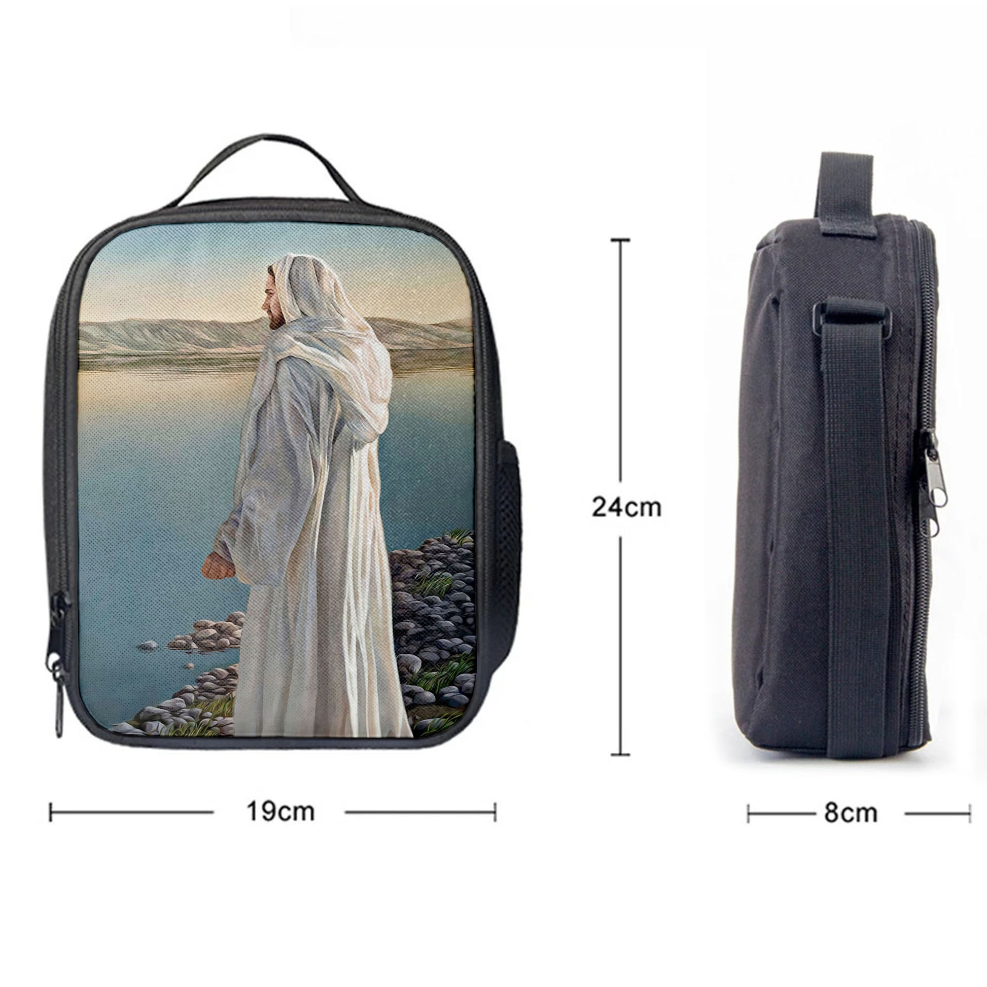 White Jesus Picture 3, Jesus Lunchbag Lunch Bag, Christian Lunch Bag, Jesus Lunchbag