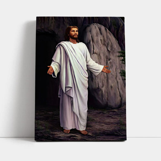 White Jesus Picture 6 - He Is Risen Canvas - Jesus Canvas Wall Art - Christian Wall Art - Jesus Wall Decor