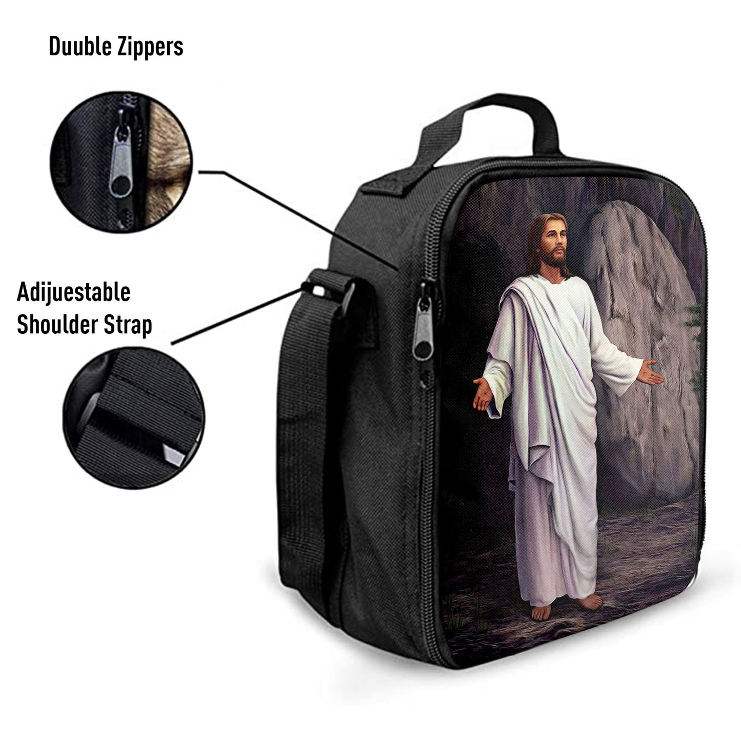 White Jesus Picture 6, He Is Risen Lunchbag, Jesus Lunchbag Lunch Bag, Christian Lunch Bag, Jesus Lunchbag