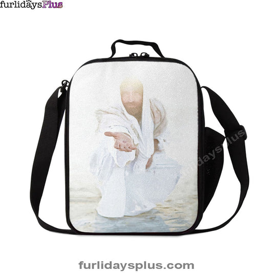 White Jesus Picture, Christian Lunch Bag, Jesus Lunchbag