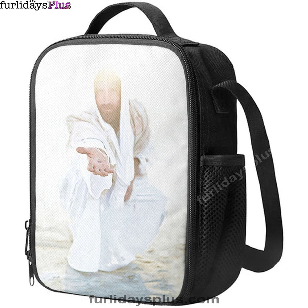 White Jesus Picture, Christian Lunch Bag, Jesus Lunchbag