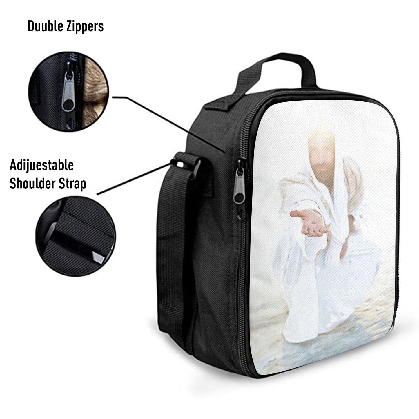 White Jesus Picture, Christian Lunch Bag, Jesus Lunchbag