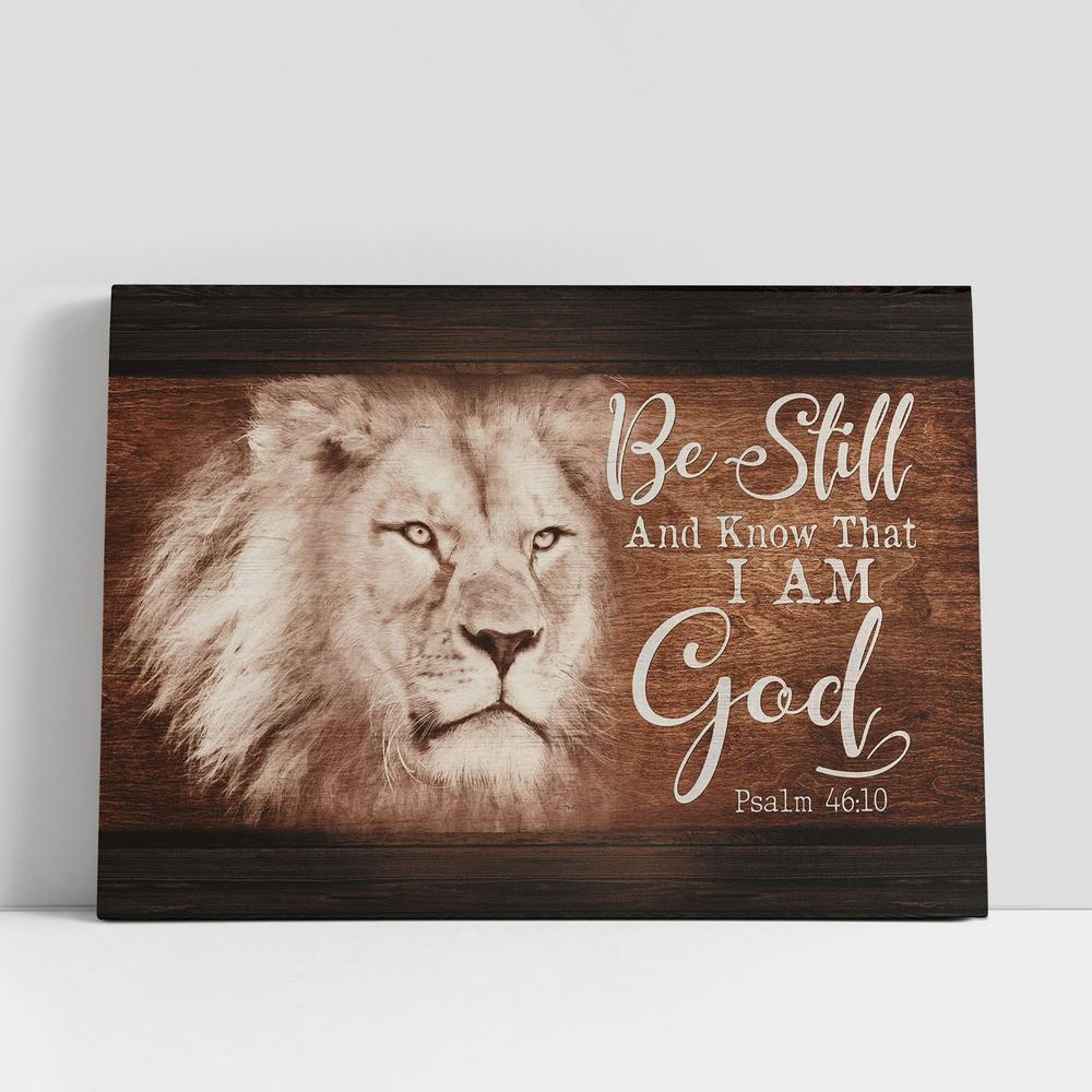 White Lion Be Still And Know That I Am God Canvas Art, Bible Verse Wall Art, Wall Decor Christian Gifts