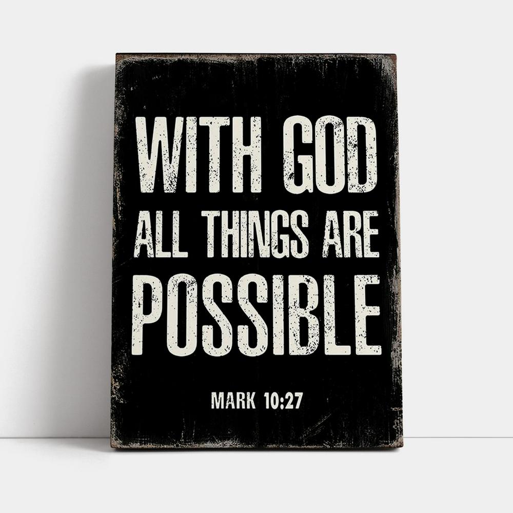 With God All Things Are Possible Mark 10 27 Canvas Prints - Religious Wall Decor - Christian Canvas Wall Art Decor