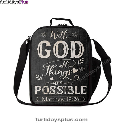 With God All Things Are Possible Matthew 1926 Bible Verse Lunchbag Art, Bible Verse Lunchbag, Scripture Lunch Bag