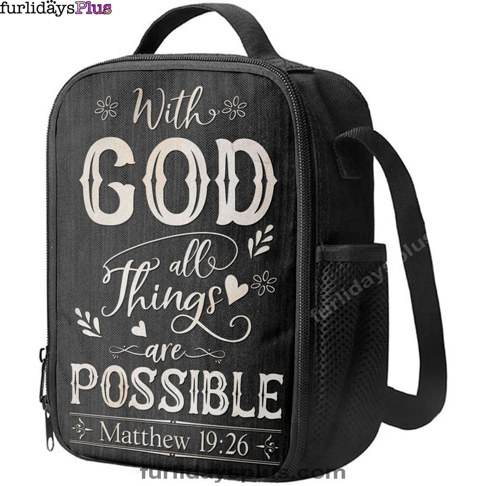 With God All Things Are Possible Matthew 1926 Bible Verse Lunchbag Art, Bible Verse Lunchbag, Scripture Lunch Bag