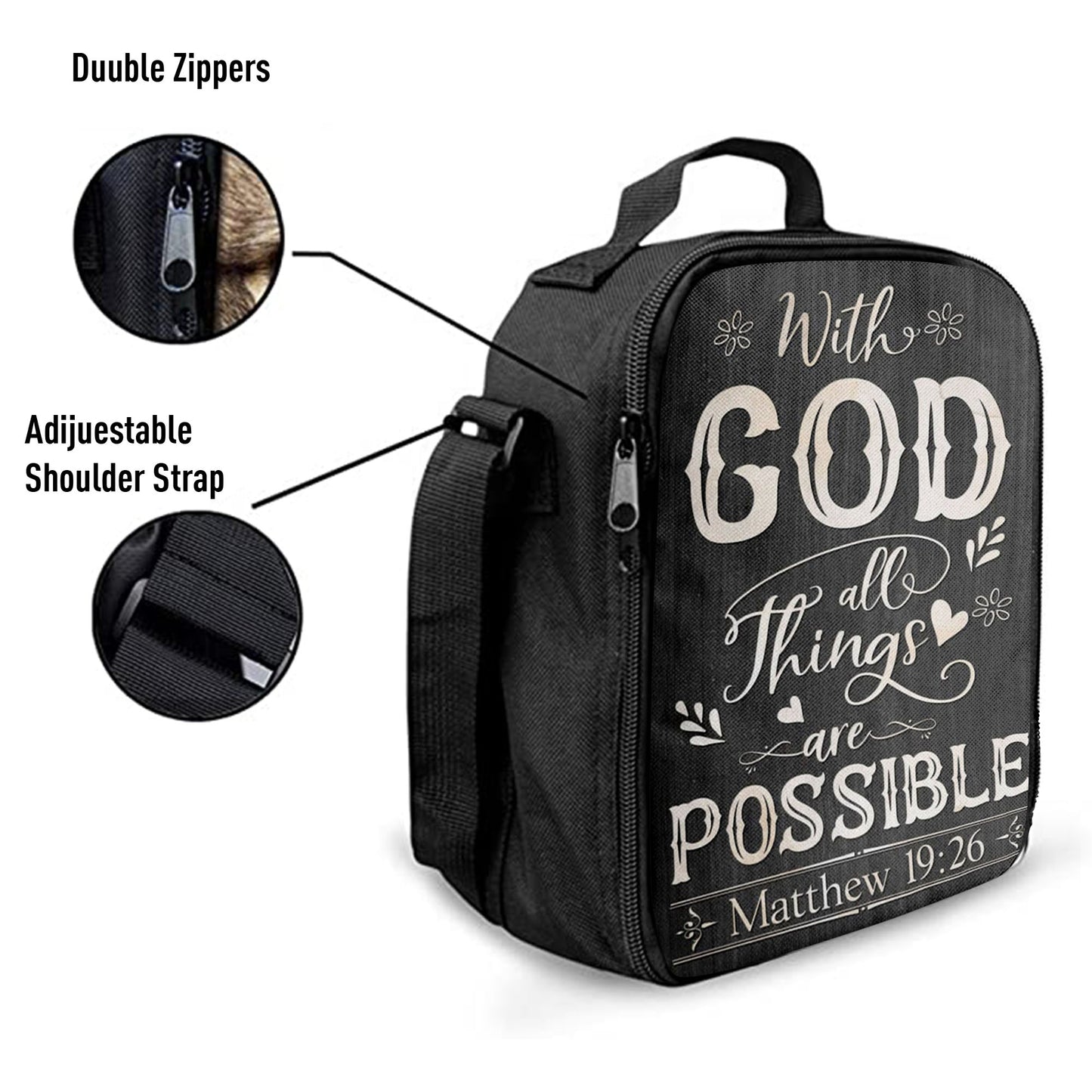 With God All Things Are Possible Matthew 1926 Bible Verse Lunchbag Art, Bible Verse Lunchbag, Scripture Lunch Bag
