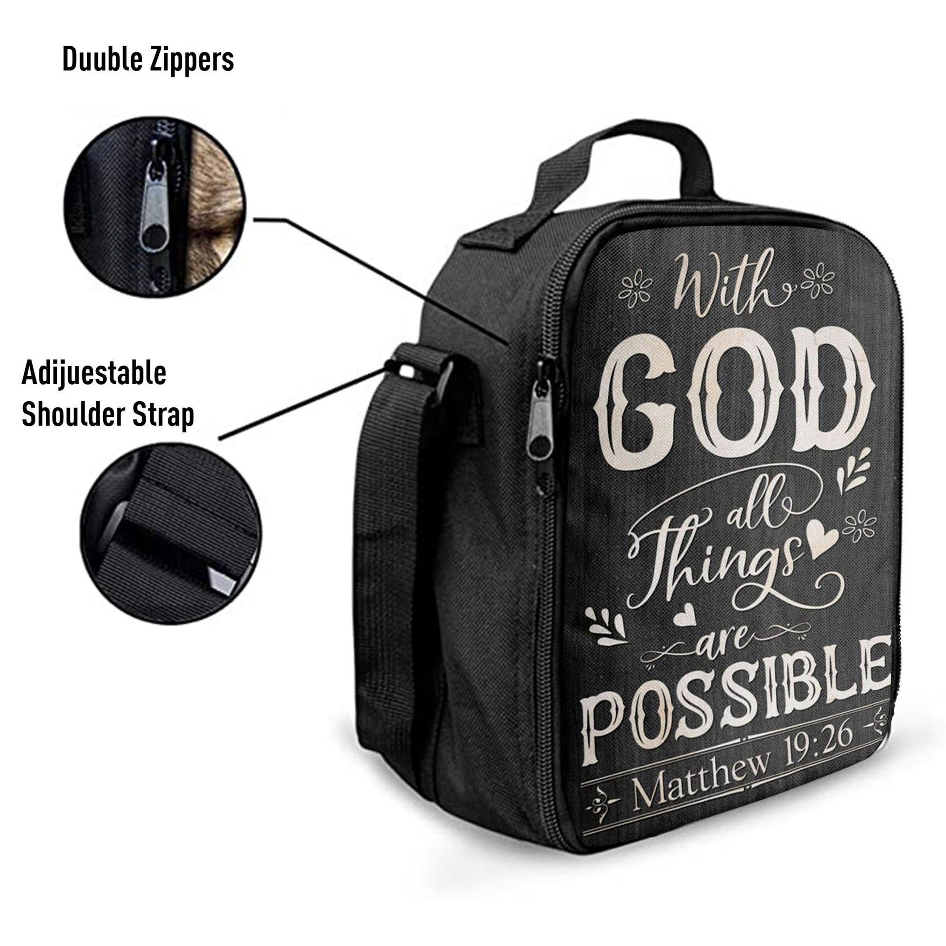 With God All Things Are Possible Matthew 1926 Bible Verse Lunchbag Art, Bible Verse Lunchbag, Scripture Lunch Bag