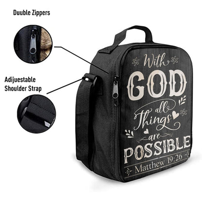 With God All Things Are Possible Matthew 1926 Bible Verse Lunchbag Art, Bible Verse Lunchbag, Scripture Lunch Bag