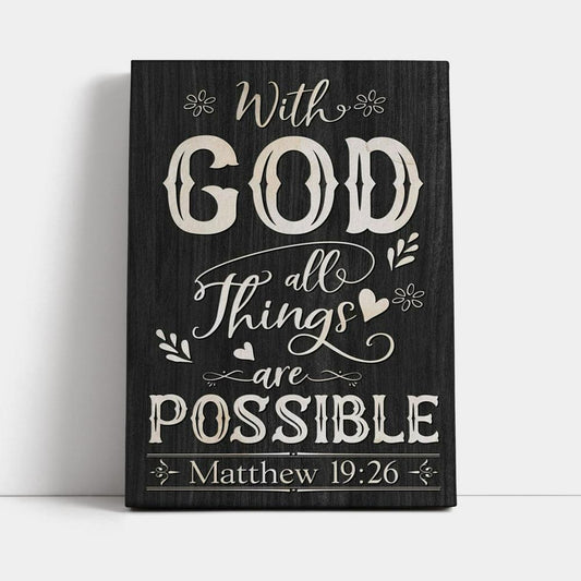 With God All Things Are Possible Matthew 1926 Bible Verse Wall Decor Art - Bible Verse Wall Decor - Jesus Wall Art Home Decor