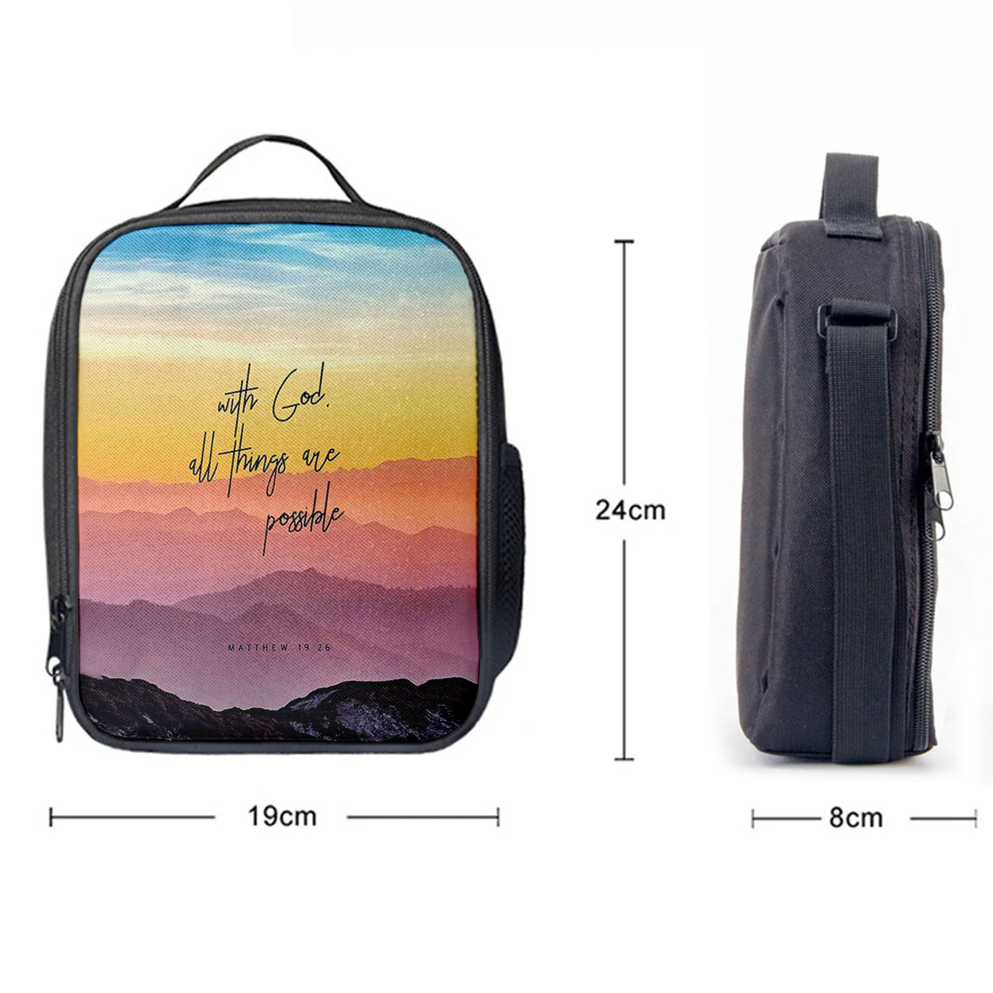 With God All Things Are Possible, Matthew 19 26 Lunchbag Lunch Bag, Christian Lunchbag Lunch Bag
