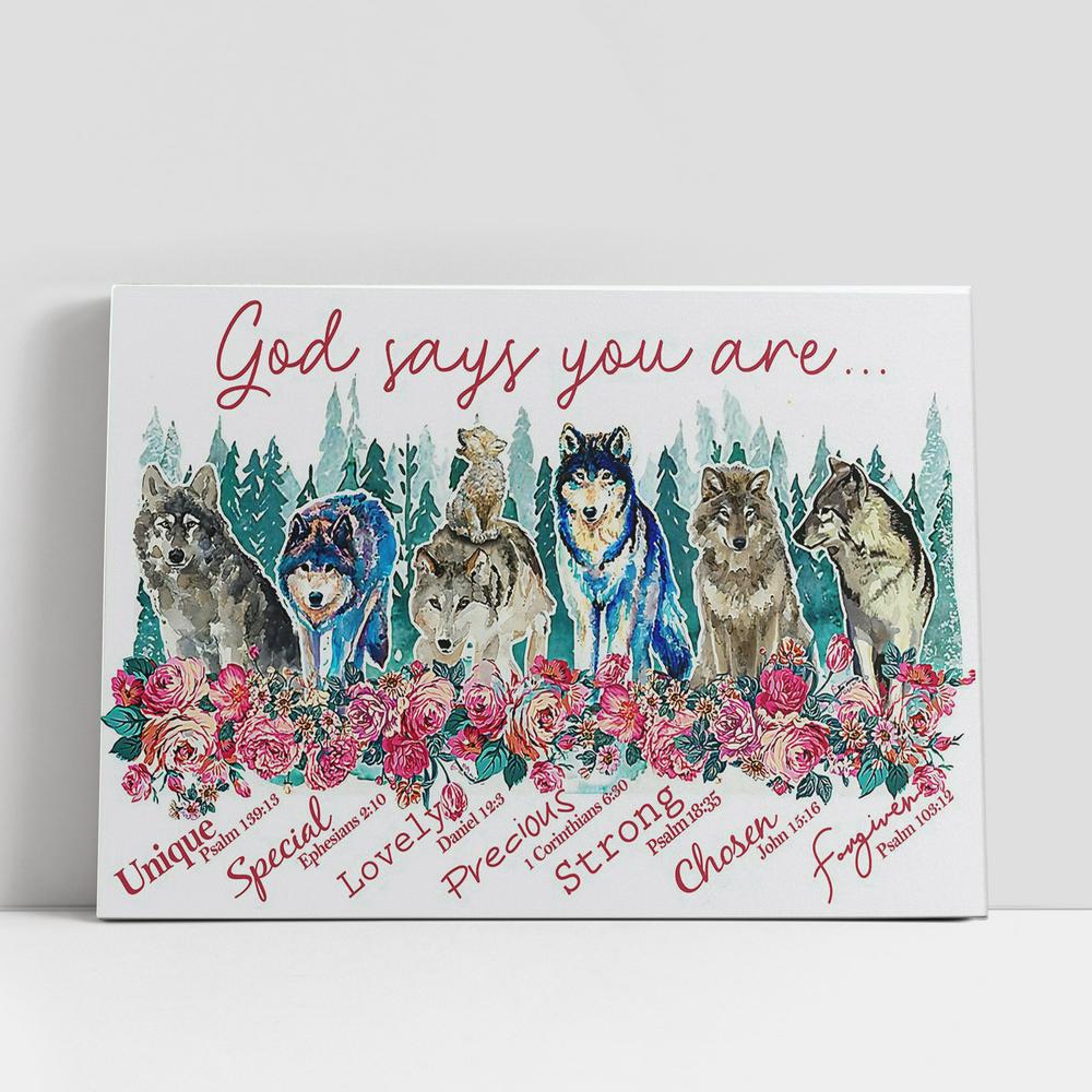 Wolf God Says You Are Canvas Wall Art, Bible Verse Wall Art, Christian Gifts Home Decor