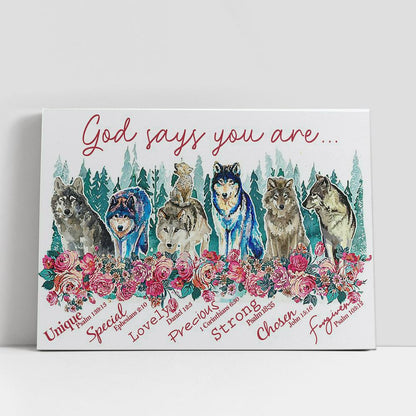 Wolf God Says You Are Canvas Wall Art, Bible Verse Wall Art, Christian Gifts Home Decor