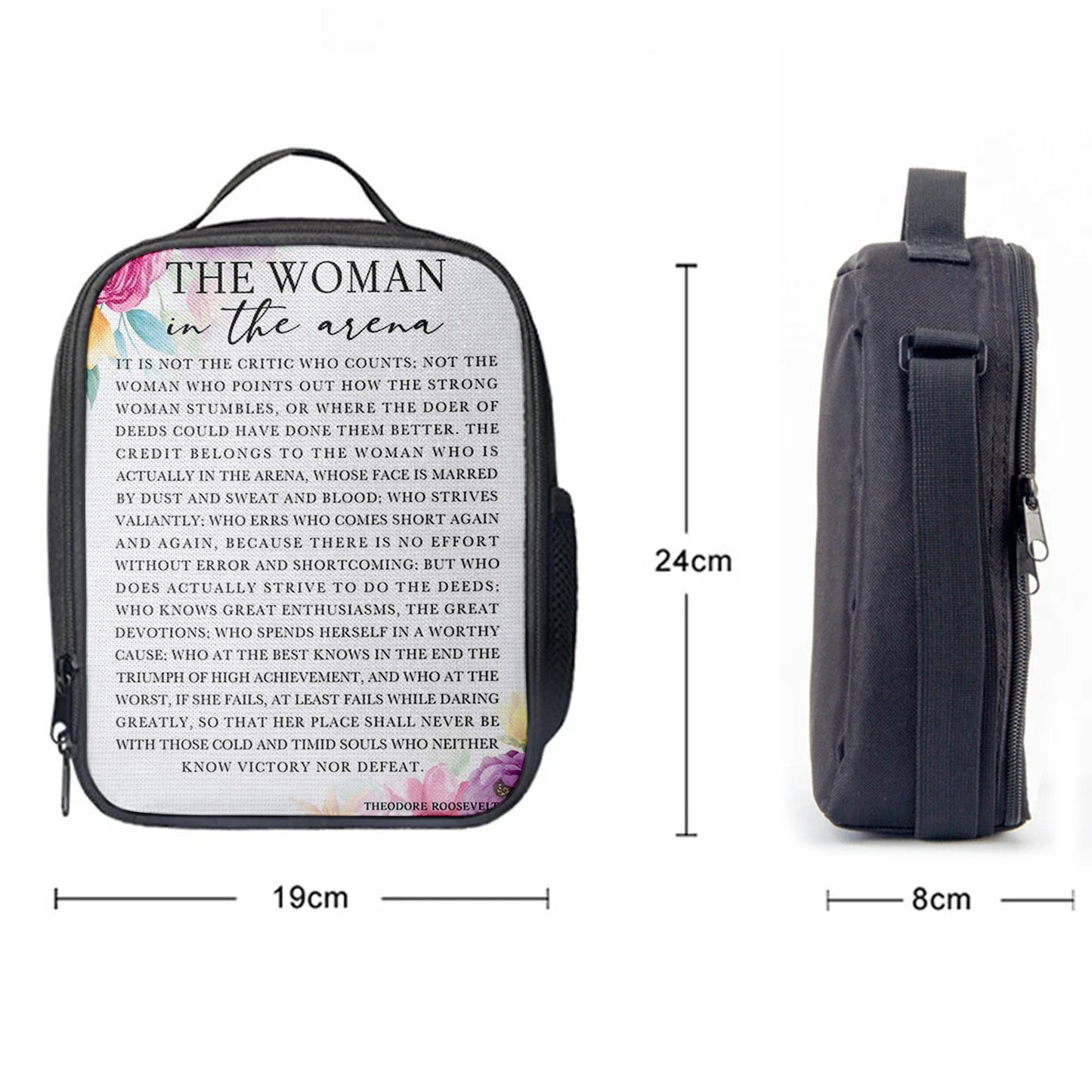 Woman In The Arena Positive Quote Lunchbag Lunchbag -Teddy Roosevelt -Encouragement Gifts For Women